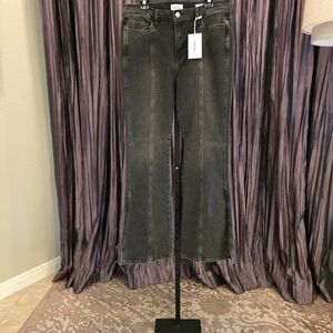 Frame Denim Black Le High Flare Jeans with Center Seams